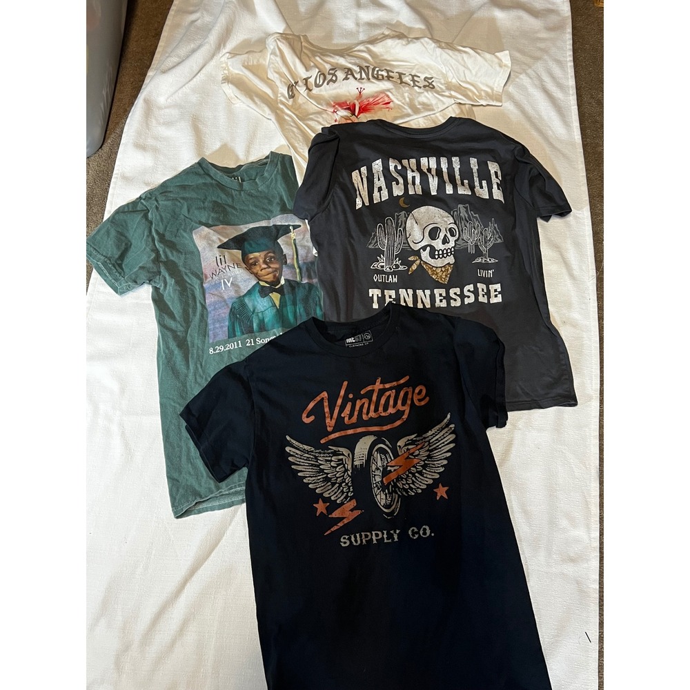 Mens Graphic T-Shirt Bundle Lil Wayne Nashville LA Vintage Supply XS Small 4pc